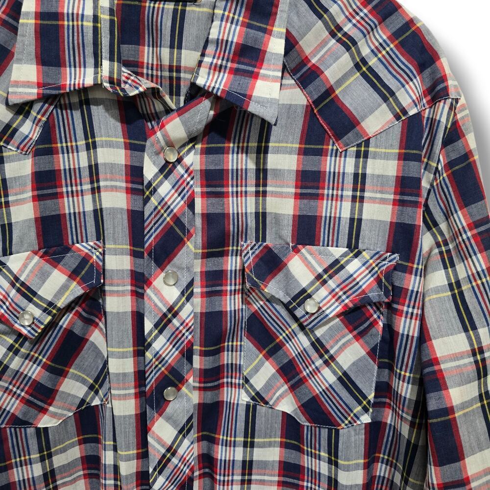 Vintage Sears Western Wear Plaid Snap Button Shirt Long Sleeve Men’s Large - Picture 3 of 8